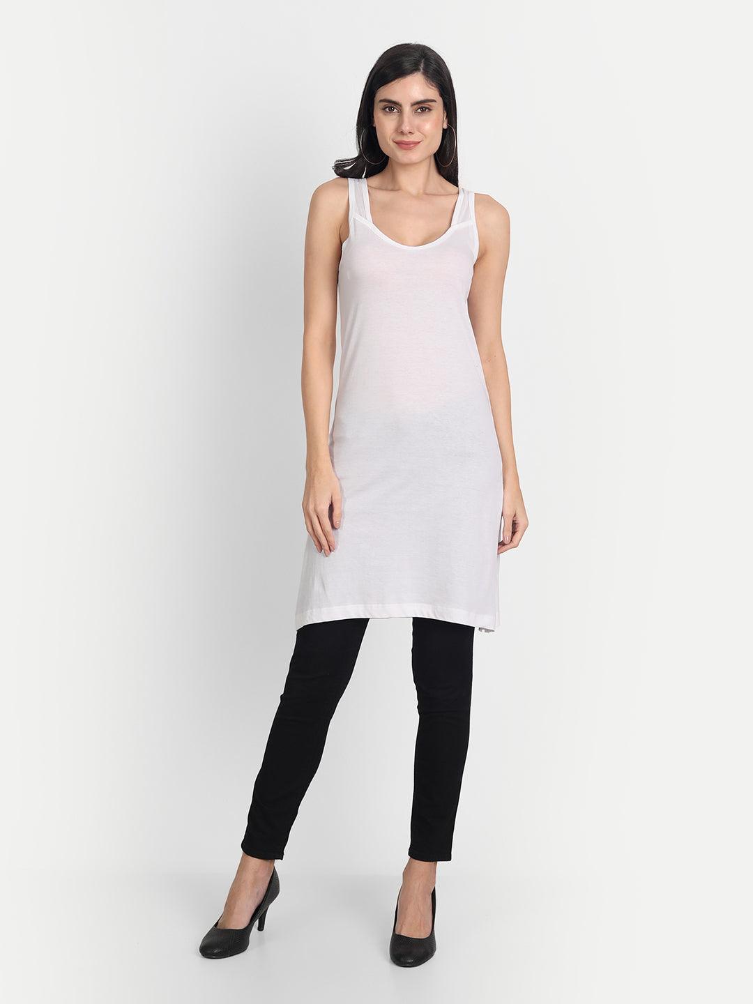 Camisole Slips for Sheer Kurtis Dress White Women cotton Long Full Inner  Slips | eBay